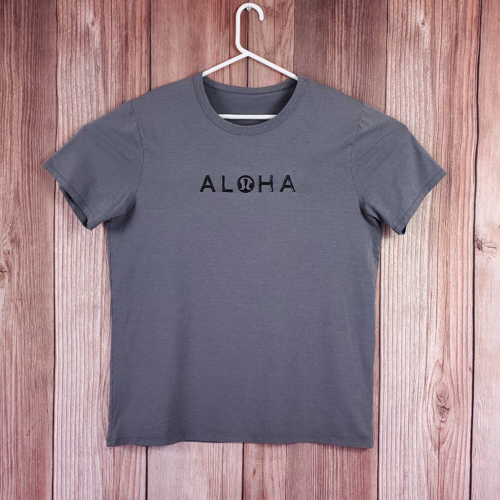 *READ* Rare Lululemon Aloha Hawaii Mens Size XL Short Sleeve T-Shirt Tee Gray